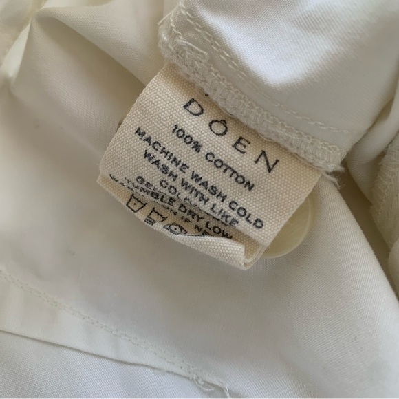 Doen Hilaire Cotton High Waist Wide Leg Cuff Palazzo Pants Trousers Salt White - Picture 13 of 14